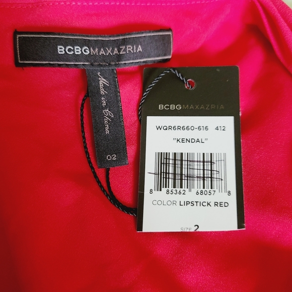 NWT BCBGMAXAZRIA  "Kendal" lipstik red Gown One Shoulder - Picture 10 of 11